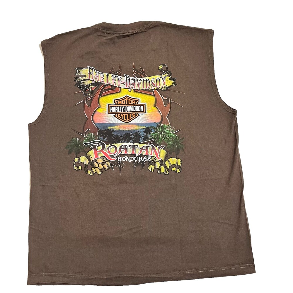 Vintage Harley-Davidson Mens Honduras Roatan Shield Sleeveless T Shirt Size XL